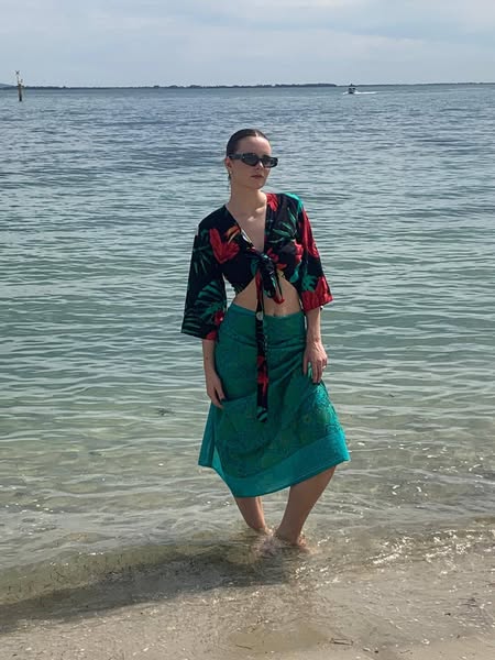 Pure Cotton Beach  Tie Front Crop Top